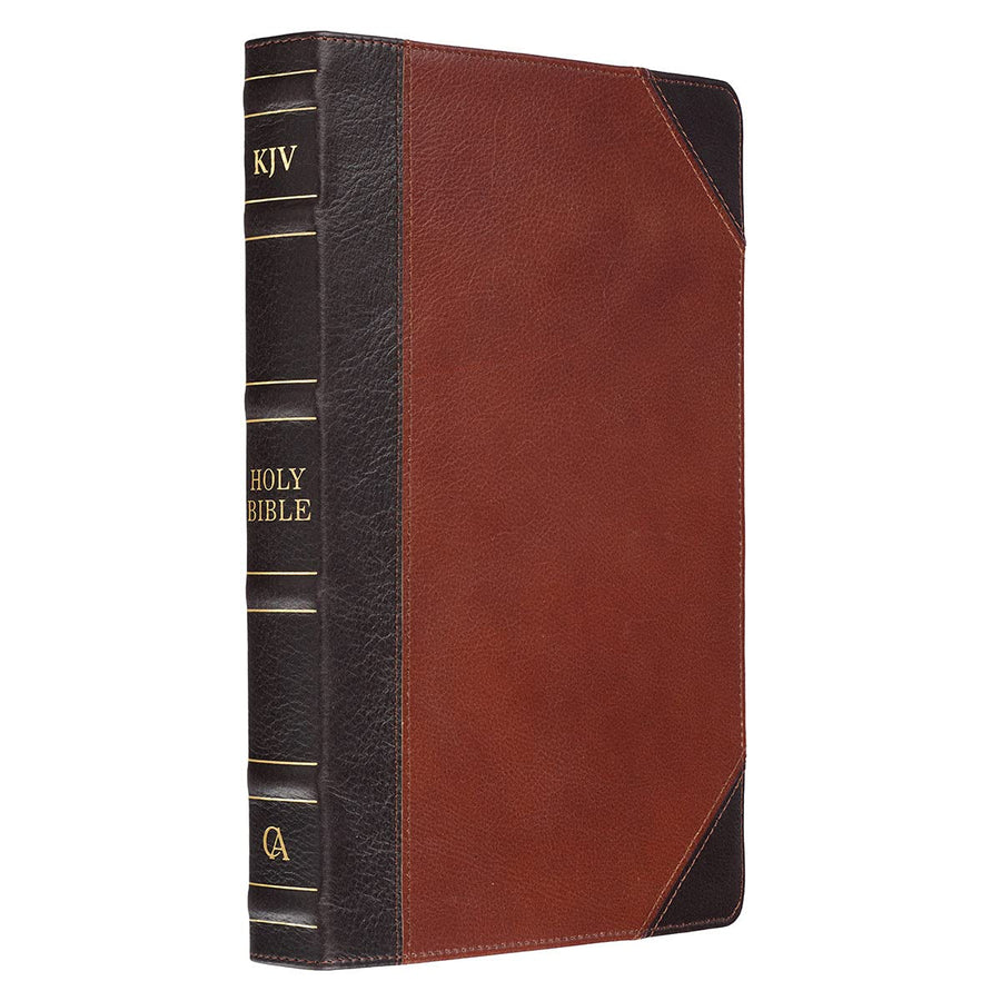 Personalized KJV Holy Bible Thinline Large Print Brown and Caramel Premium Full Grain Leather