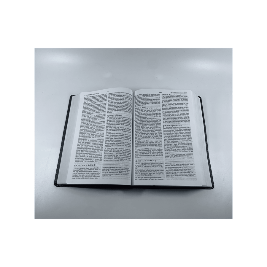 Personalized Custom Text Your Name NKJV The Charles F. Stanley Life Principles Bible Large Print Edition Black Leathersoft