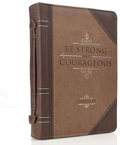 Be Strong & Courageous Joshua 1:9 Faux Leather Brown Bible Cover