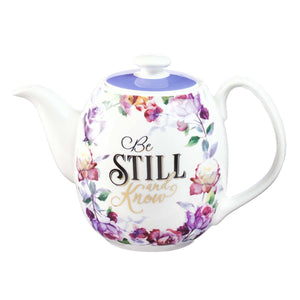 Be Still & Know Psalm 46:10 Purple Teapot