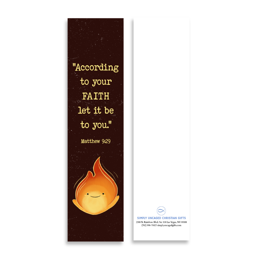 Christian Bookmark with Bible Verse Matthew 9:29 (According to Your Faith Let it Be To You)