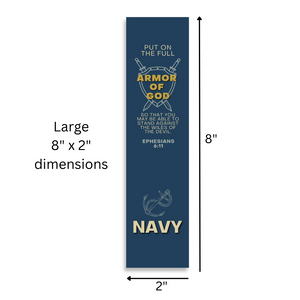 Christian Military Bookmark Packs U.S. Navy with Bible Verse Ephesians 6:11 | Put on The Full Armor of God