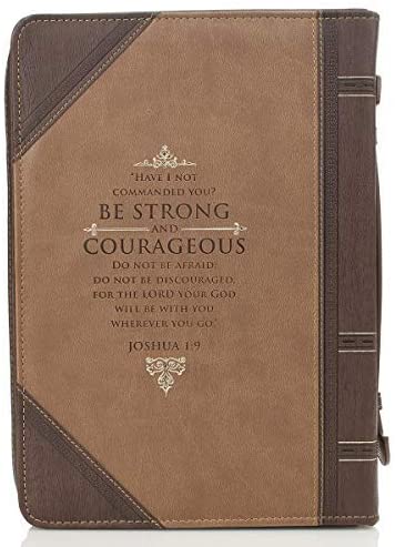 Be Strong & Courageous Joshua 1:9 Faux Leather Brown Bible Cover