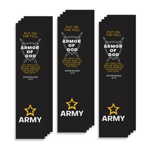 Christian Military Bookmark Packs U.S. Army with Bible Verse Ephesians 6:11 | Put on The Full Armor of God