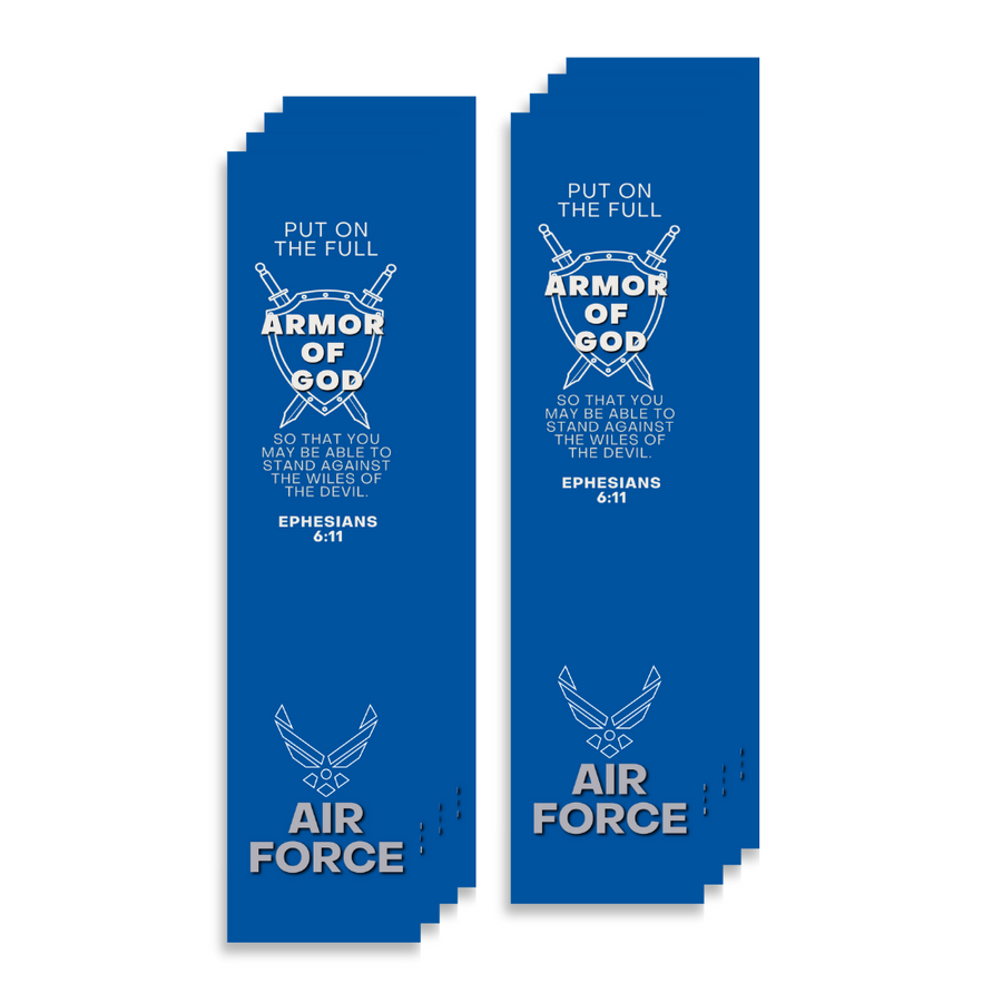 Christian Military Bookmark Packs U.S. Air Force with Bible Verse Ephesians 6:11 | Put on The Full Armor of God