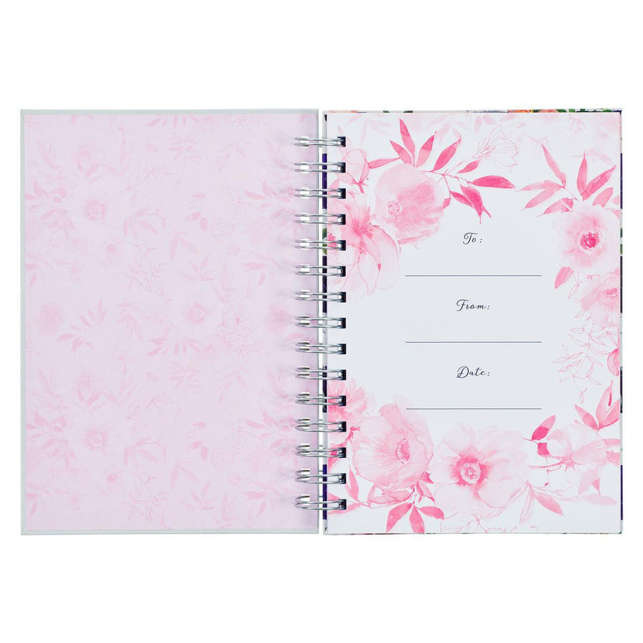 Bless You & Keep You Numbers 6:24-25 White & Pink Floral Wirebound Journal