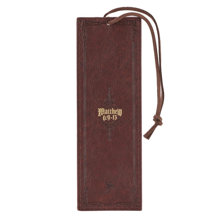 The LORD's Prayer Matthew 6:9-13 Walnut Brown Faux Leather Bookmark