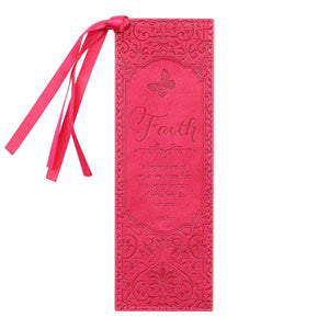 Faith Hebrews 11:1 Pink Faux Leather Bookmark