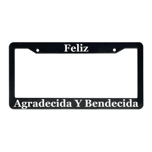 Feliz Agradecida Y Bendecida | Christian Spanish License Plate Frame For Women