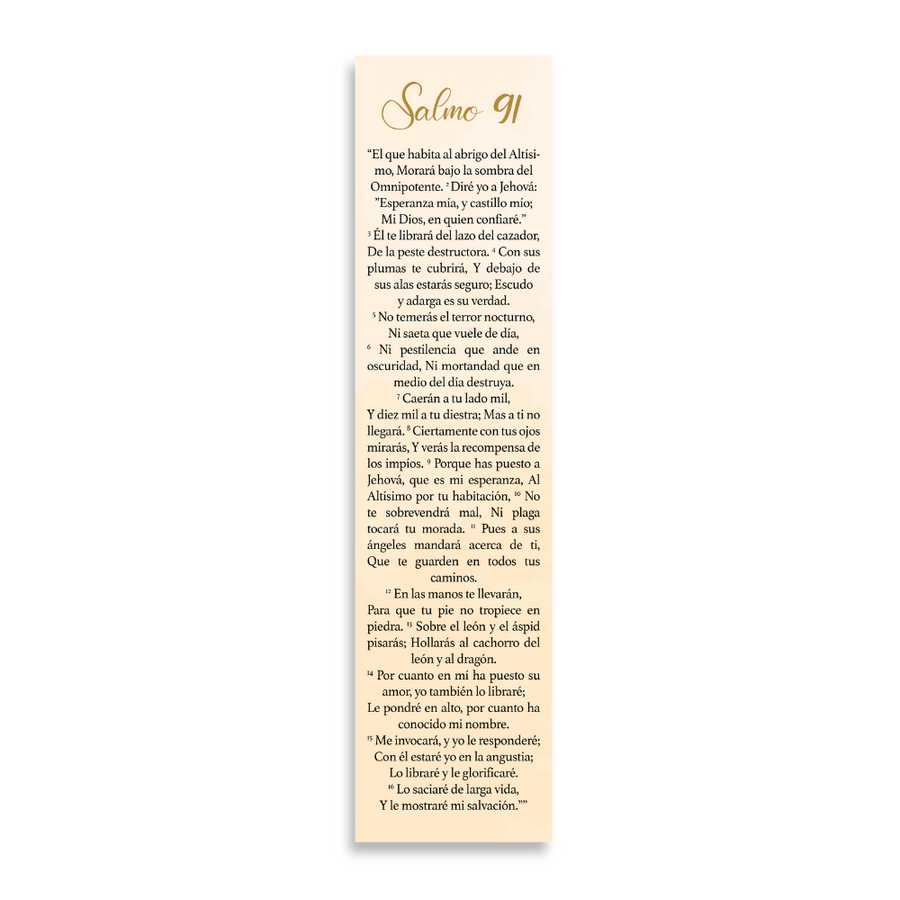 Spanish Christian 8X2inch Bookmark with Bible Verse (Psalm 91) Packs | Marcador en Español con el Salmo 91