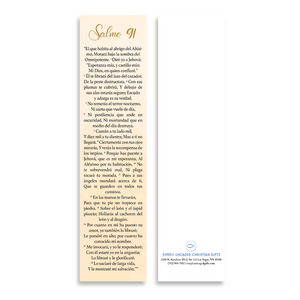 Spanish Christian 8X2inch Bookmark with Bible Verse (Psalm 91) Packs | Marcador en Español con el Salmo 91