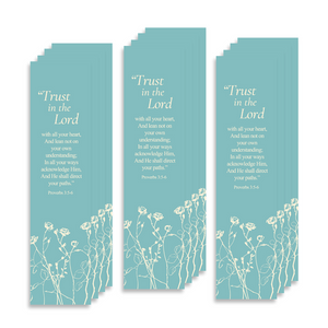 Christian Bookmark Packs with Bible Verse Proverbs 3:5-6; Trust in The Lord with All Your Heart
