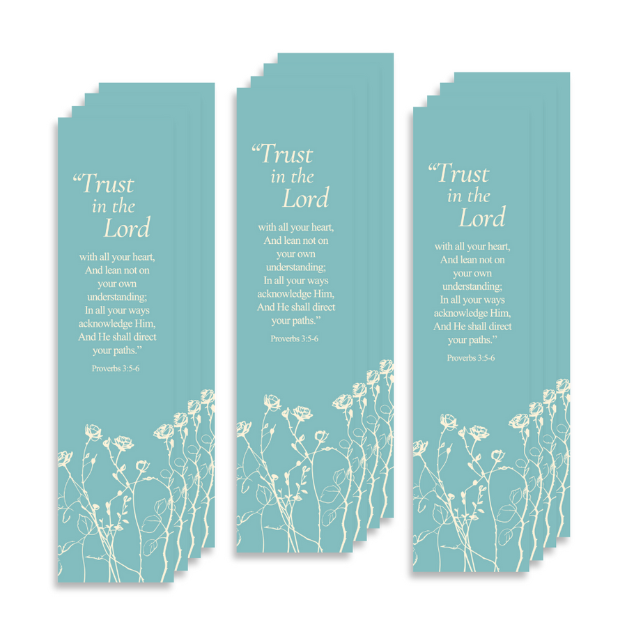Christian Bookmark Packs with Bible Verse Proverbs 3:5-6; Trust in The Lord with All Your Heart