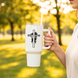 Load image into Gallery viewer, Jesus Loves Me Floral Cross | Christian Travel Mug Tumbler
