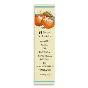 Spanish Christian Bookmark with Bible Verse (Galatians 5:22-23); Fruit of the Spirit Spanish Bookmark | Fruto Del Espiritu Marcador en Español