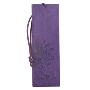 Strength & Dignity Proverbs 31:25 Purple Sunflower Faux Leather Bookmark