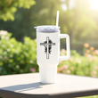 Load image into Gallery viewer, Jesus Loves Me Floral Cross | Christian Travel Mug Tumbler
