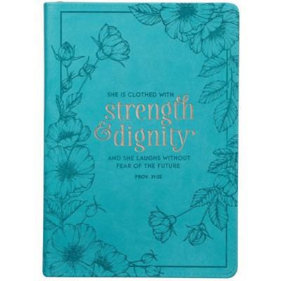 Proverbs 31:25 Strength & Dignity Turquoise Zippered Journal