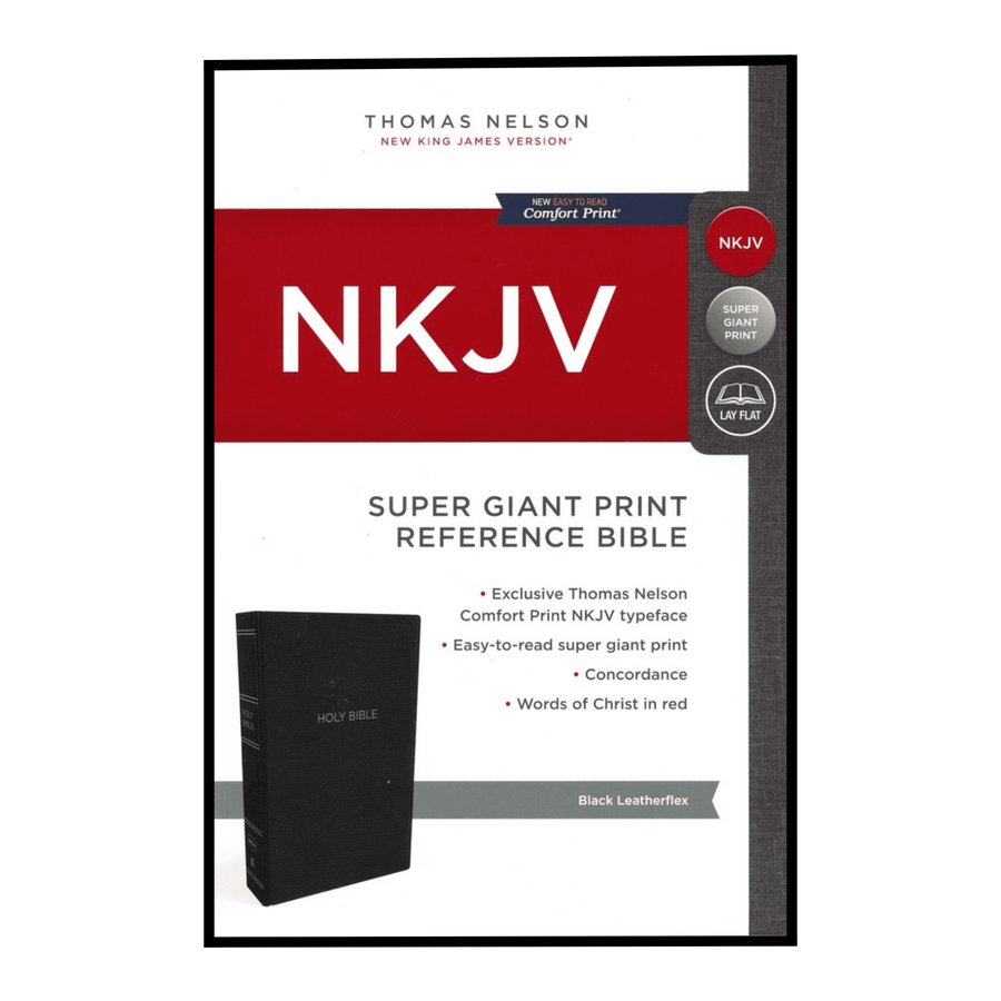 Personalized Custom Text Your Name NKJV Super Giant Print Reference Bible Black Leatherflex