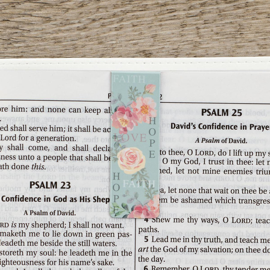 Faith Hope & Love 1 Corinthians 13:13 Floral Magnetic Bookmark Set