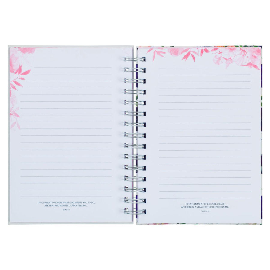 Bless You & Keep You Numbers 6:24-25 White & Pink Floral Wirebound Journal