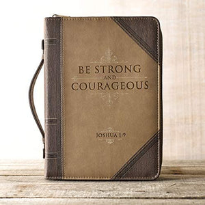 Be Strong & Courageous Joshua 1:9 Faux Leather Brown Bible Cover