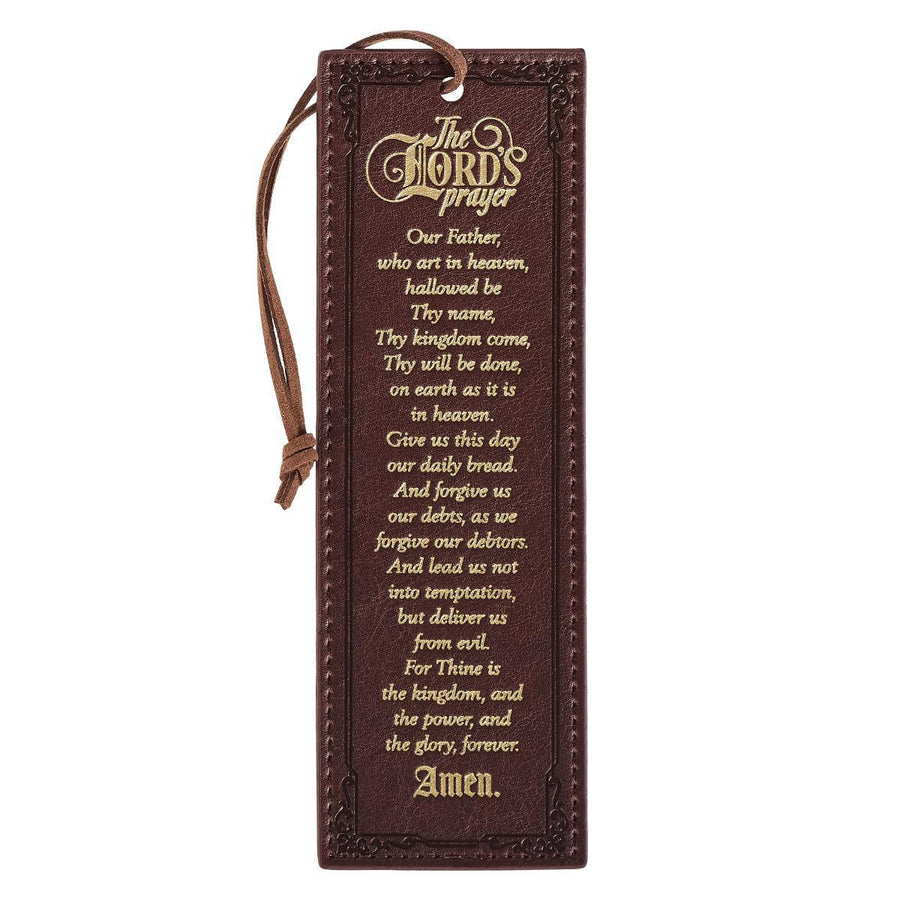 The LORD's Prayer Matthew 6:9-13 Walnut Brown Faux Leather Bookmark
