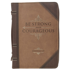 Be Strong & Courageous Joshua 1:9 Faux Leather Brown Bible Cover