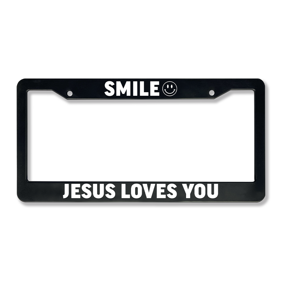 SMILE Jesus Loves You License Plate Frame