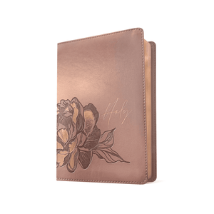 Personalized NLT Compact Giant Print Bible Filament-Enabled Edition Red Letter Rose Metallic Peony LeatherLike