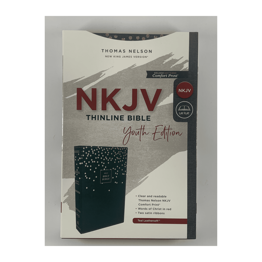 Personalized Custom Text Your Name NKJV Thinline Bible Youth Edition Comfort Print Teal Leathersoft