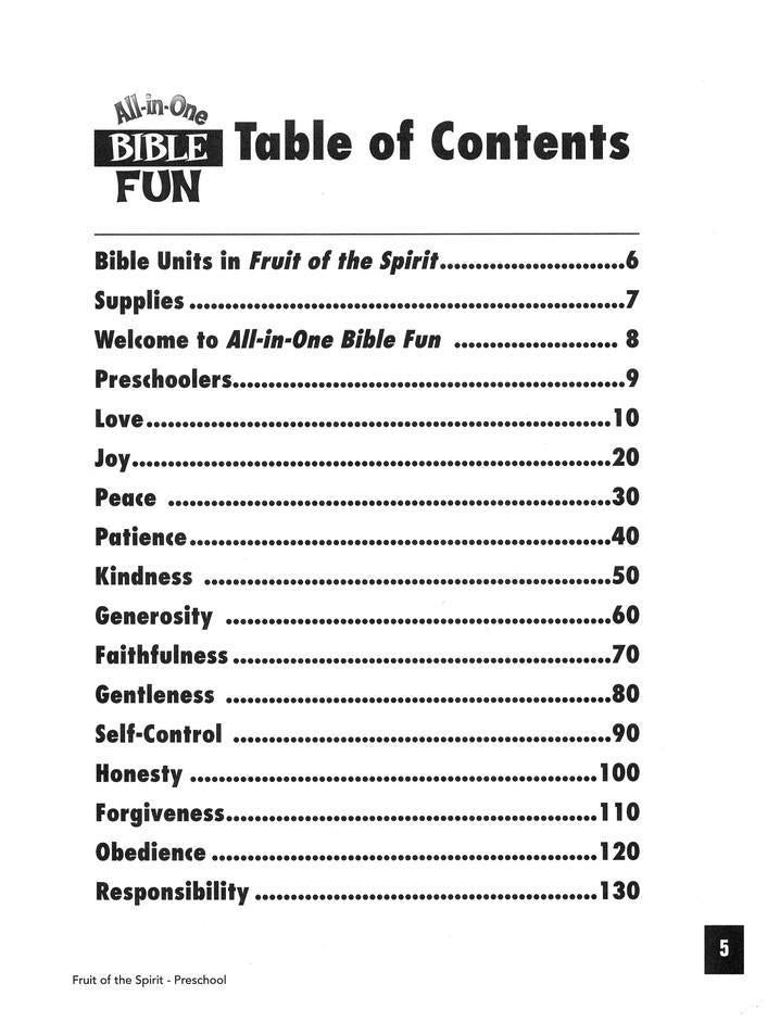 All in one bible fun fruit of the spirit preschool edition simply