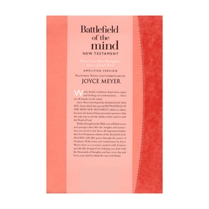 Personalized Custom Text Your Name Battlefield of The Mind New Testament: Commentary by Joyce Meyer Coral LuxLeather