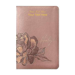 Personalized NLT Compact Giant Print Bible Filament-Enabled Edition Red Letter Rose Metallic Peony LeatherLike