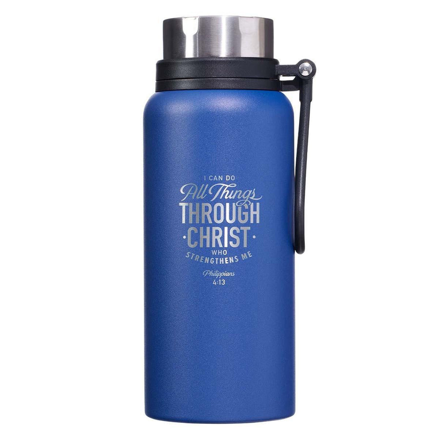 I Can Do All Things Philippians 4:13 Blue Stainless Steel Water Bottle