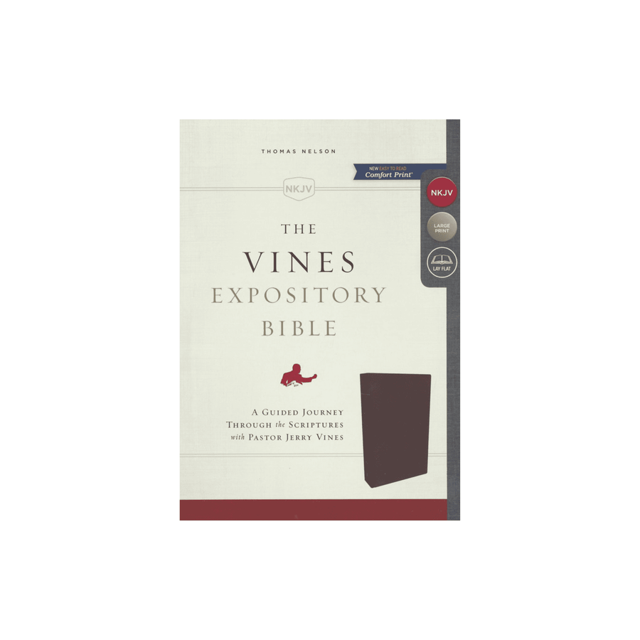 Personalized Custom Text Your Name NKJV The Vines Expository Bible Comfort Print Burgundy Bonded Leather