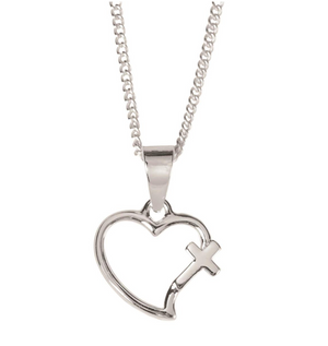 Mom Silver Plated Heart Cross Necklace
