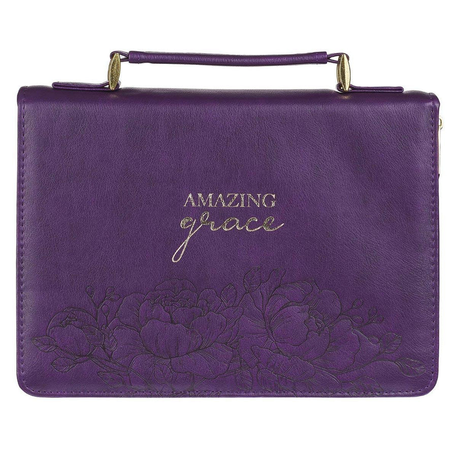 Amazing Grace Purple Faux Leather Bible Cover