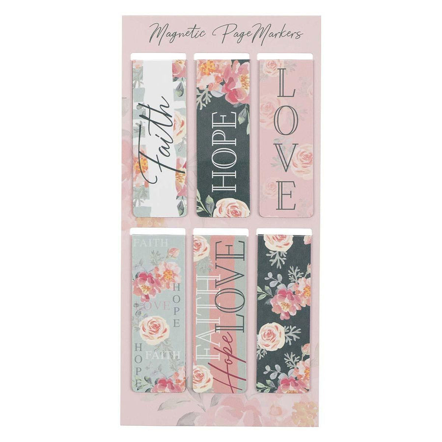 Faith Hope & Love 1 Corinthians 13:13 Floral Magnetic Bookmark Set