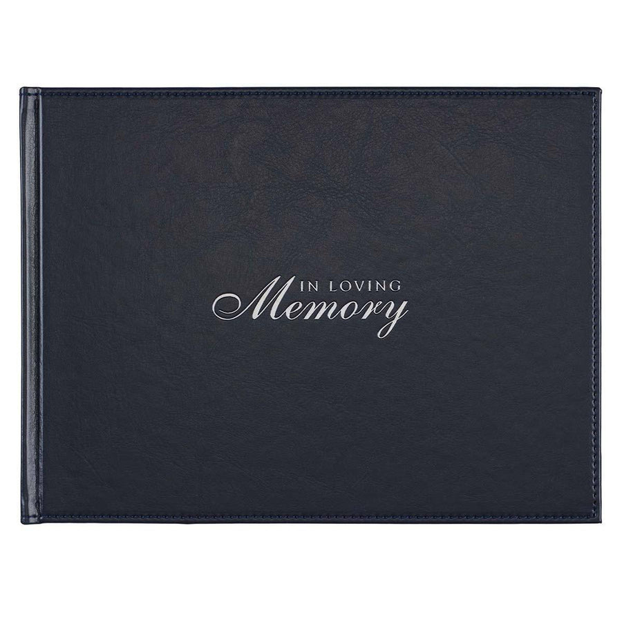 In Loving Memory Navy Faux Leather Guest Book
