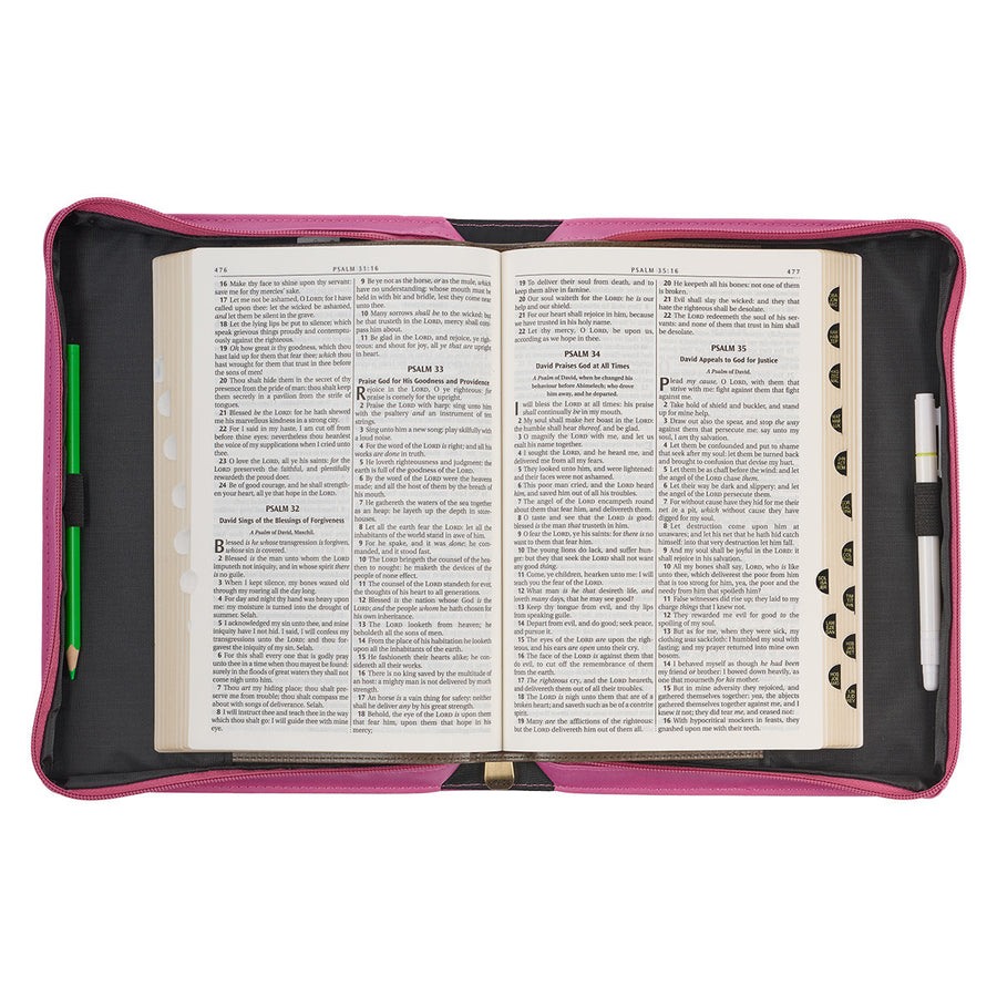 Amazing Grace Flower Field Pink Personalized Bible Cover for Women