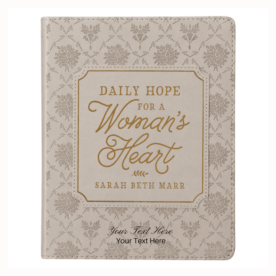 Personalized Custom Text Your Name Daily Hope for a Women's Heart Devotional Taupe Faux Leather