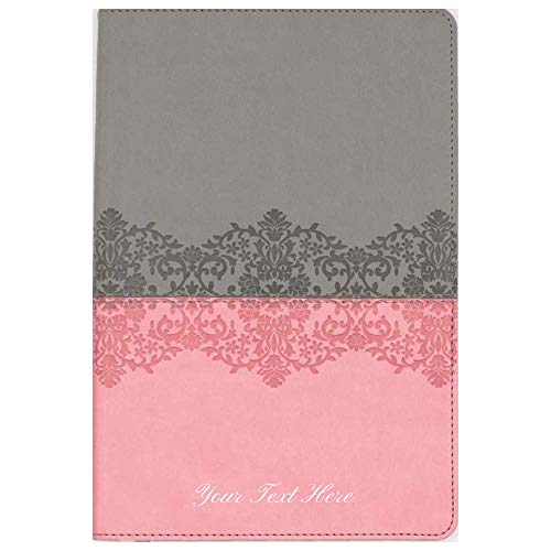 Personalized NIV Life Application Study Bible Third Edition Large Print Leathersoft Gray/Pink