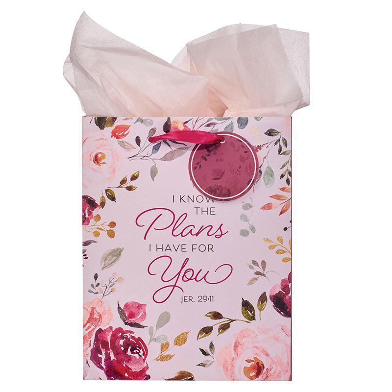 Jeremiah 29:11 I Know The Plans Pink Floral Gift Bag
