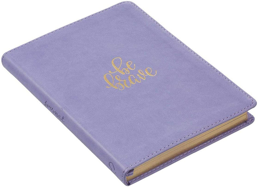 Personalized Custom Text Your Name Be Brave Handy-Sized Faux Leather Journal Lavender