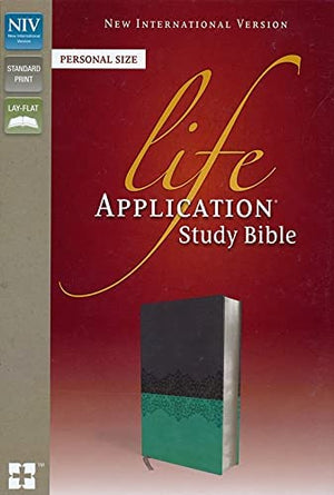 Personalized Custom Text Your Name NIV Life Application Study Bible Personal Size Red Letter Edition Gray/Blue New International Version