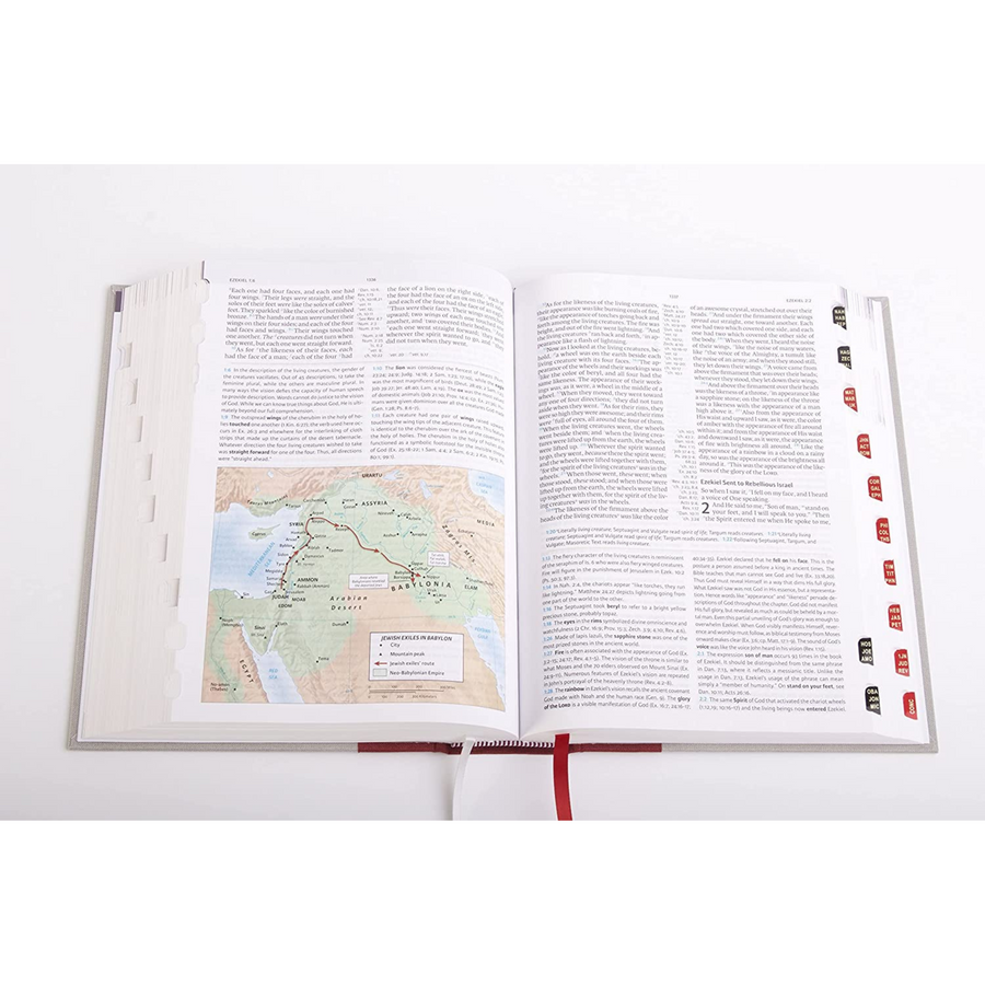 Personalized NKJV Holman Study Bible Thumb Indexed Crimson and Gray Cloth Over Board Hardcover