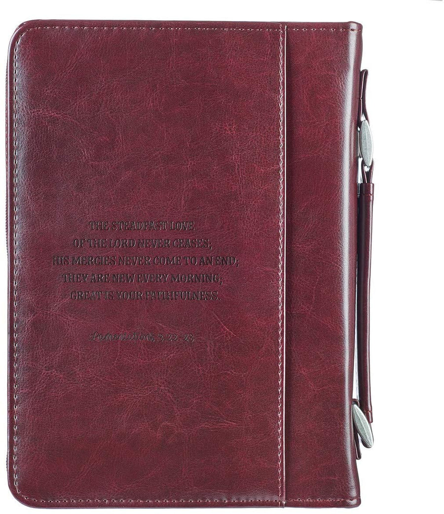 His Mercies Are New Leather Pink Personalized Bible Cover for Women