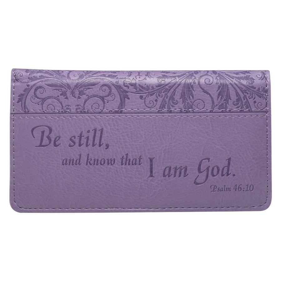 Be Still Psalm 46:10 Purple Faux Leather Checkbook Cover