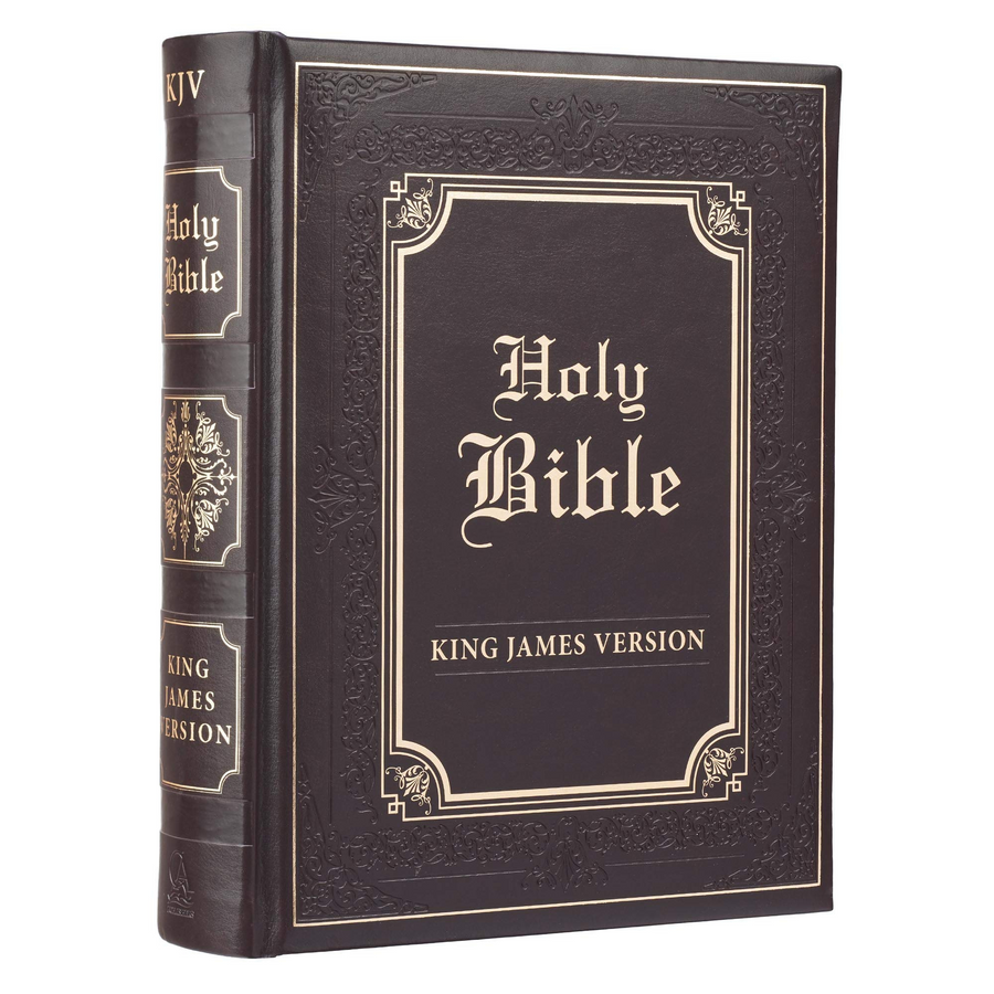 Personalized KJV Holy Bible Family Edition LuxLeather Large Print Dark Brown King James Version